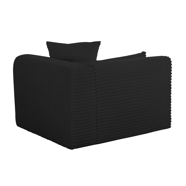 Tarra Fluffy Oversized Performance Corduroy Modular Corner Chair - Black / RAF