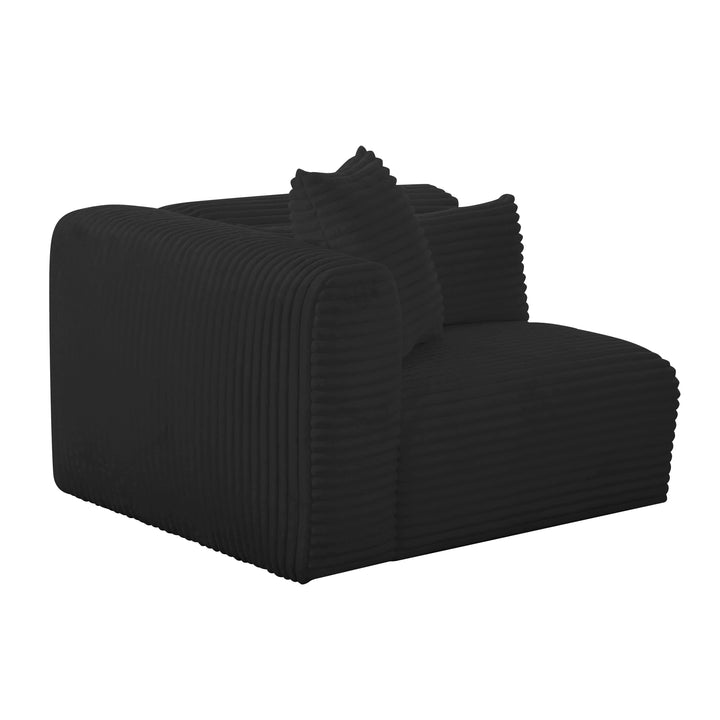 Tarra Fluffy Oversized Performance Corduroy Modular Corner Chair - Black / LAF