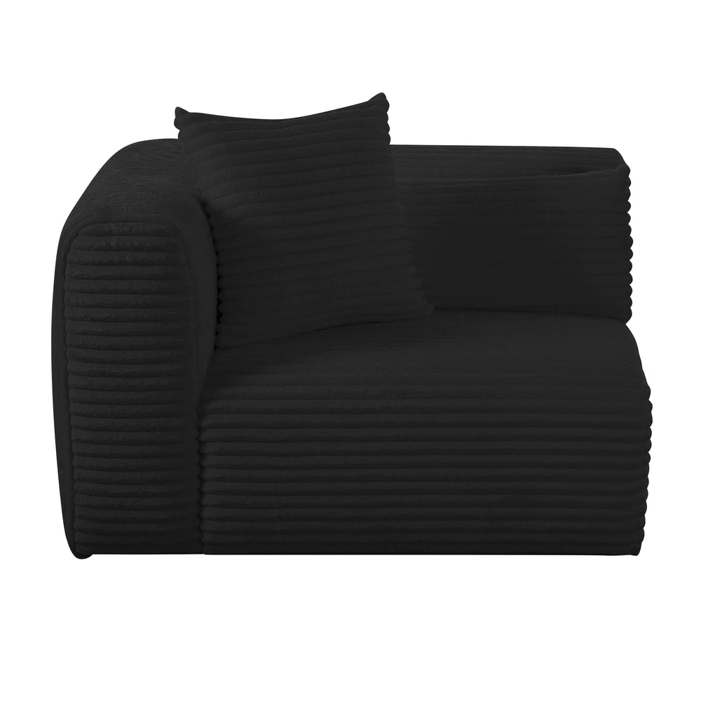 Tarra Fluffy Oversized Performance Corduroy Modular Corner Chair - Black / LAF