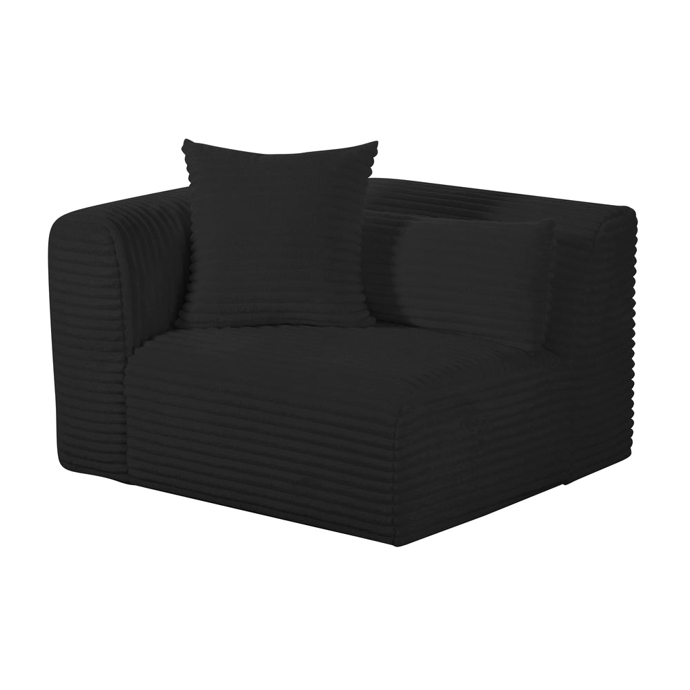 Tarra Fluffy Oversized Performance Corduroy Modular Corner Chair - Black / LAF