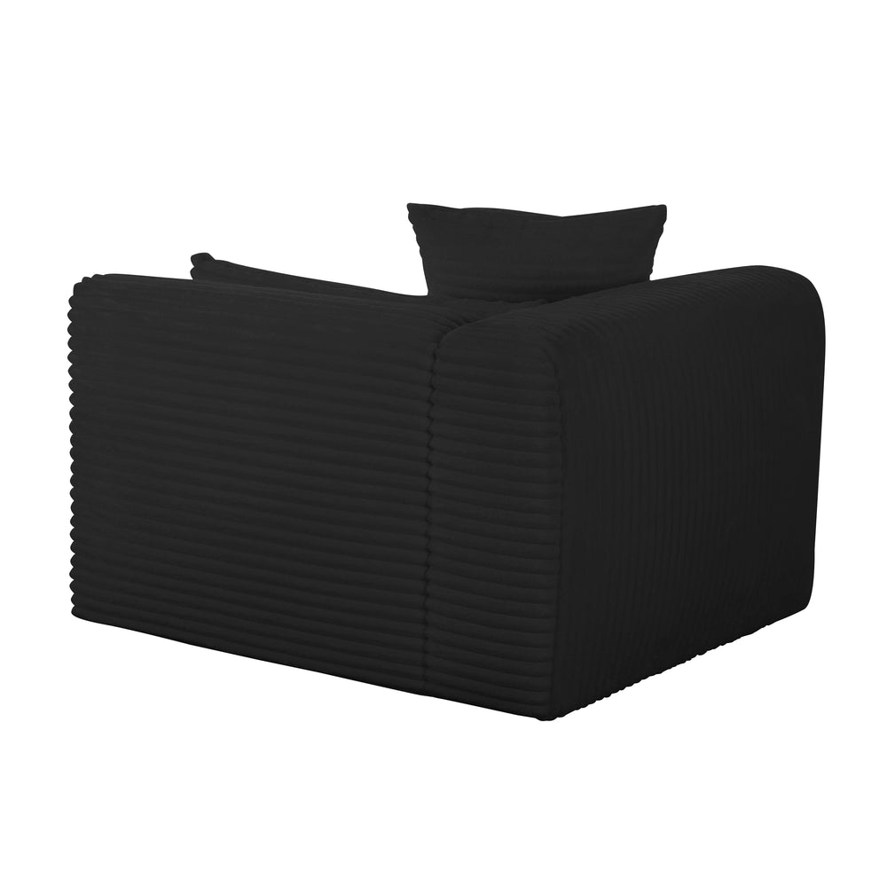Tarra Fluffy Oversized Performance Corduroy Modular Corner Chair - Black / LAF