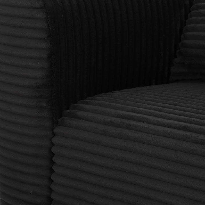 Tarra Fluffy Oversized Performance Corduroy Modular Corner Chair - Black / LAF