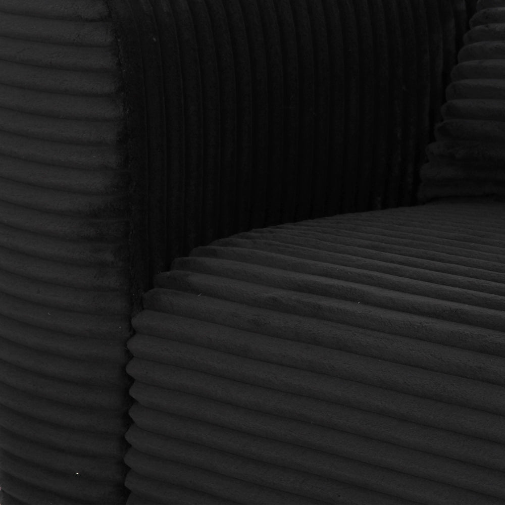 Tarra Fluffy Oversized Performance Corduroy Modular Corner Chair - Black / LAF
