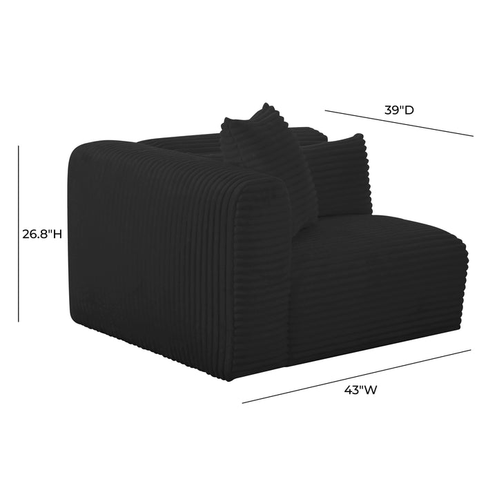 Tarra Fluffy Oversized Performance Corduroy Modular Corner Chair - Black / LAF