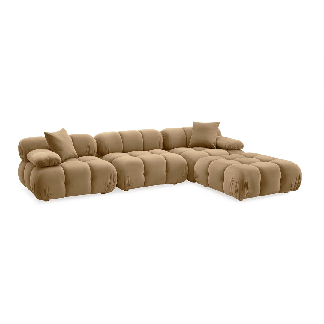 TOV Furniture Calliope 4-piece Cafe Au Lait Performance Velvet Modular Sectional