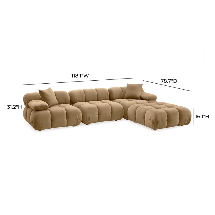 Calliope 4-piece Cafe Au Lait Performance Velvet Modular Sectional