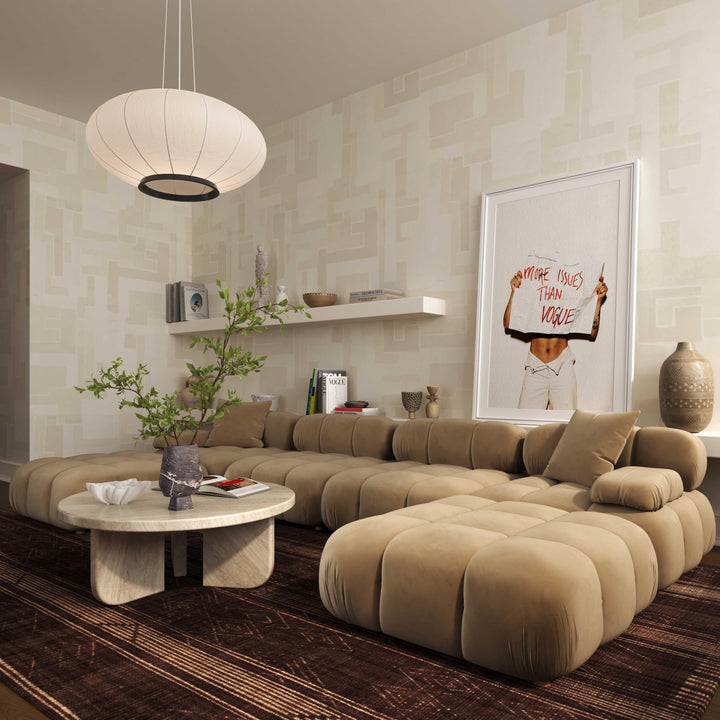 Calliope 6-piece Cafe Au Lait Performance Velvet Modular U-Sectional