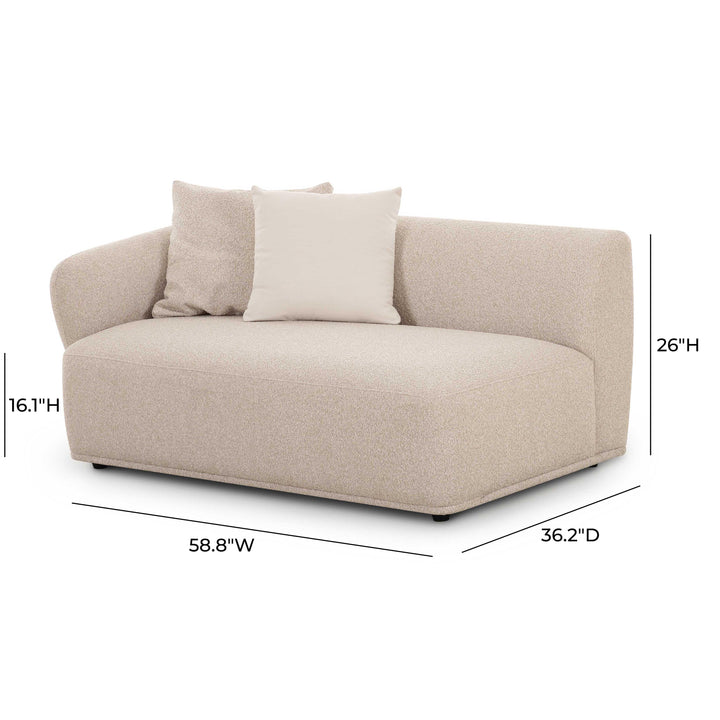 Sylvie 59" Cream Performance Boucle LAF Arm Loveseat