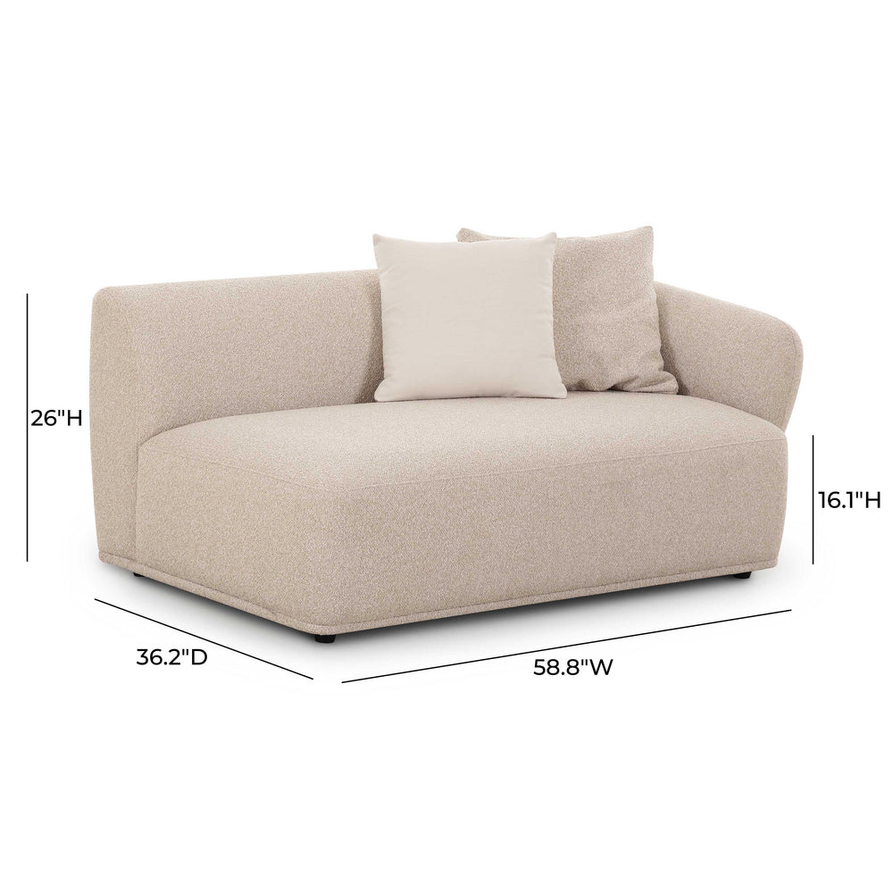 Sylvie 59" Cream Performance Boucle RAF Arm Loveseat