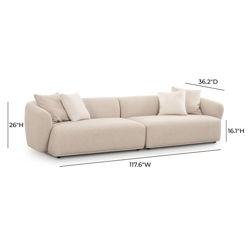 Sylvie 118" Cream Performance Boucle Sofa