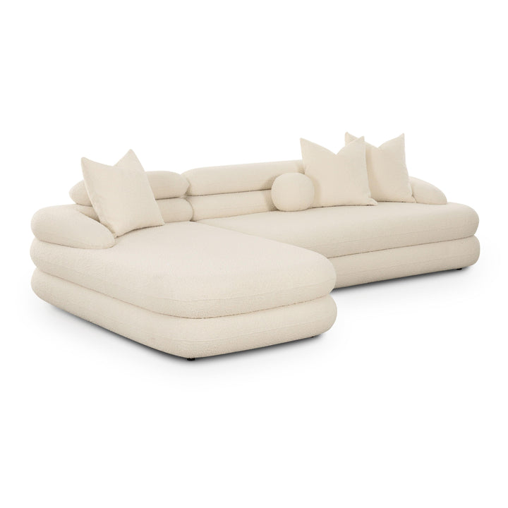Lulu 2-Piece Cream Performance Boucle L-Shaped Sectional - LAF