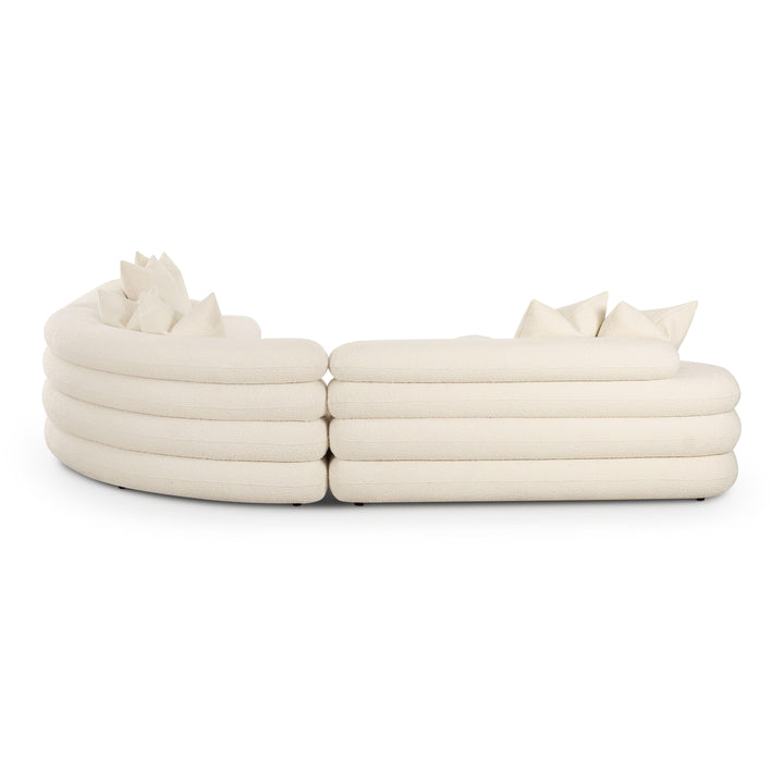 Lulu 3-Piece Cream Performance Boucle Modular Curved L-Sectional
