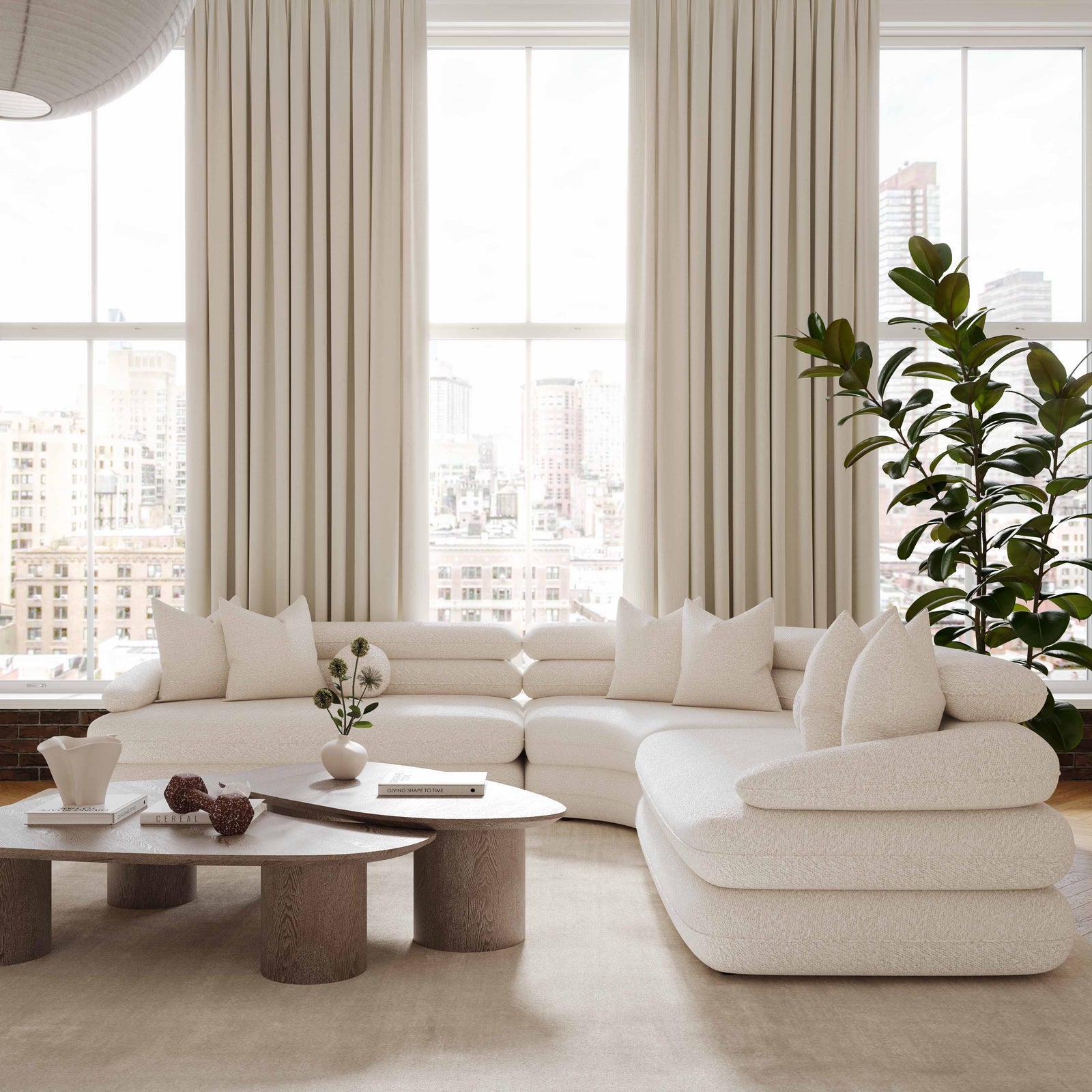 Rhema 55" Washed Ash Organic Low Coffee Table