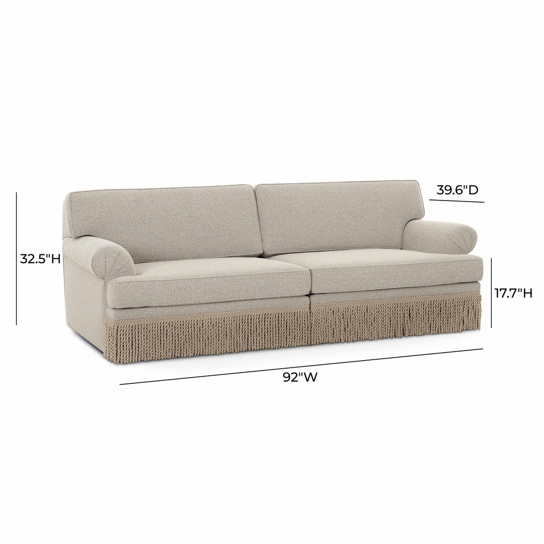 Yvette 92" Warm Grey Performance Boucle Sofa