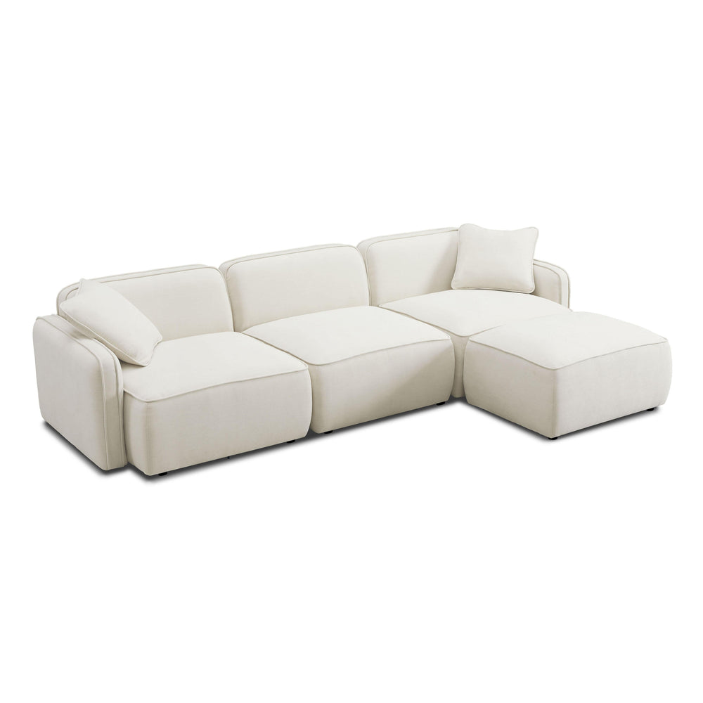 Travie 4-Piece Sand Upcycled Performance Linen Modular Sectional