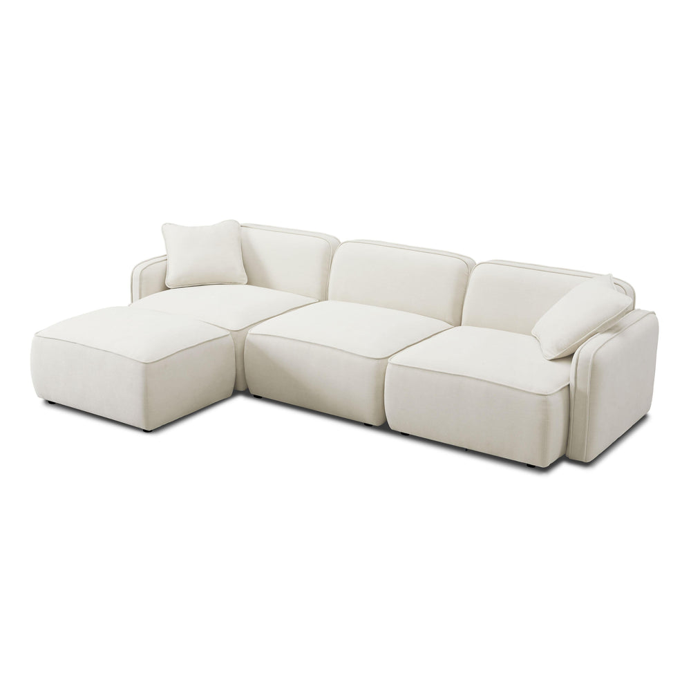 Travie 4-Piece Sand Upcycled Performance Linen Modular Sectional