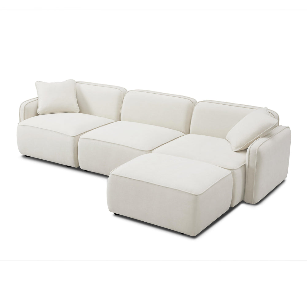 Travie 4-Piece Sand Upcycled Performance Linen Modular Sectional