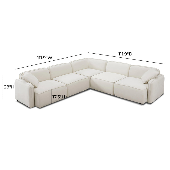 Travie 5-Piece Sand Upcycled Performance Linen Modular L-Sectional