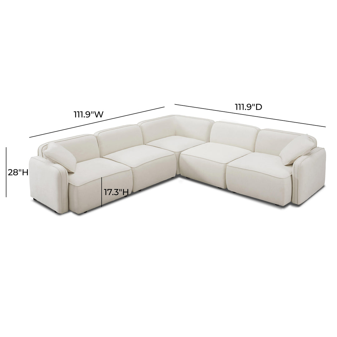 Travie 5-Piece Sand Upcycled Performance Linen Modular L-Sectional
