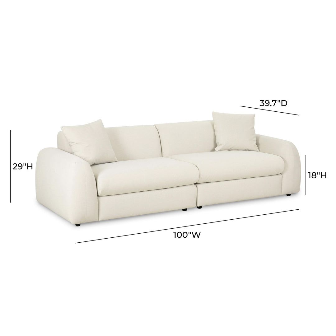 Kourtney 100" Cream Performance Faux Mohair Sofa