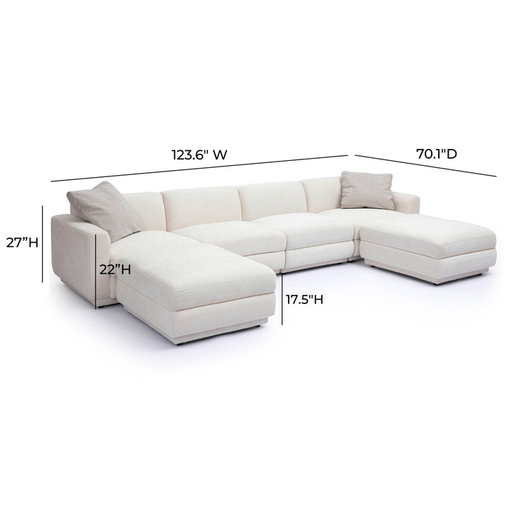 Perry 6-Piece Cream Performance Chenille Modular U-Sectional