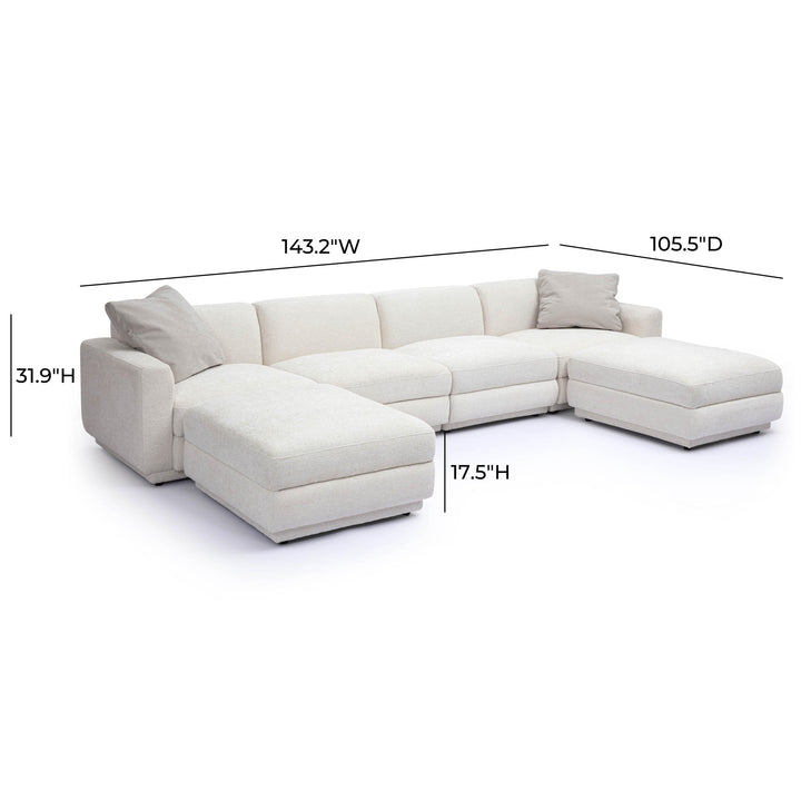 Perry 6-Piece Cream Performance Chenille Modular U-Sectional