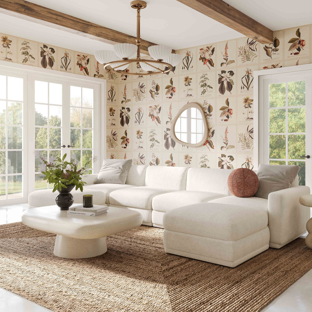 Perry 6-Piece Cream Performance Chenille Modular U-Sectional