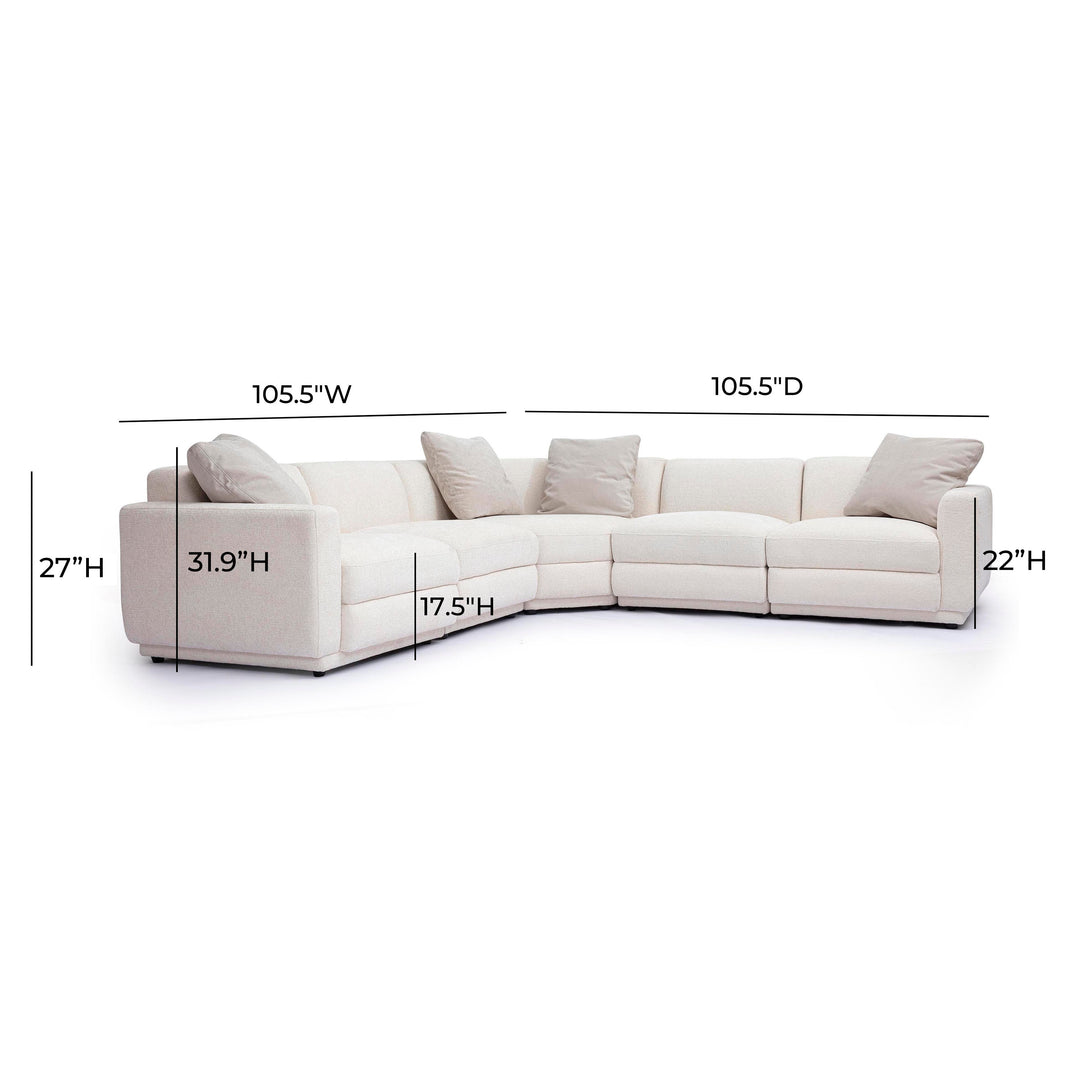Perry 5-Piece Cream Performance Chenille Modular L-Sectional