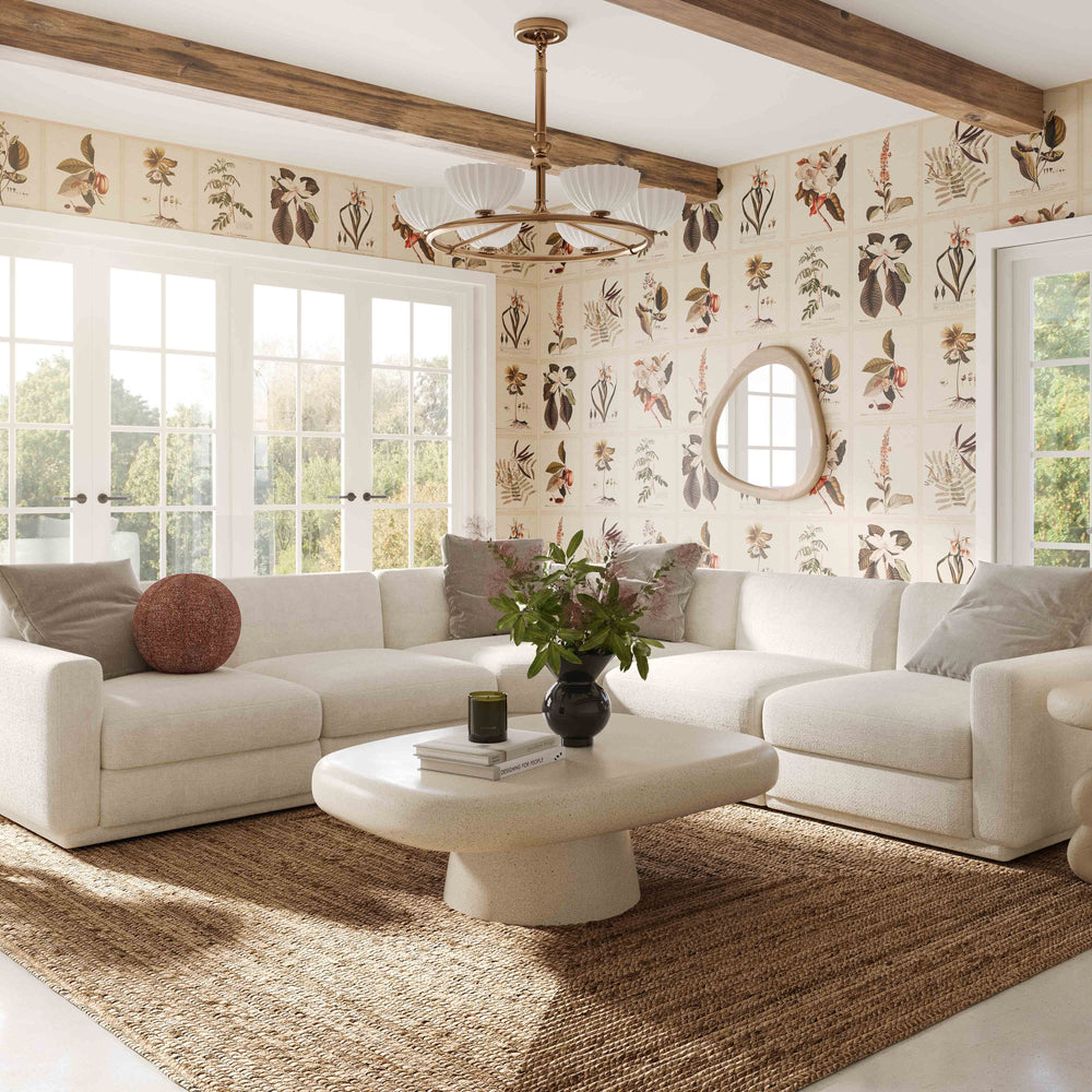 Perry Cream Performance Chenille Modular Armless Chair