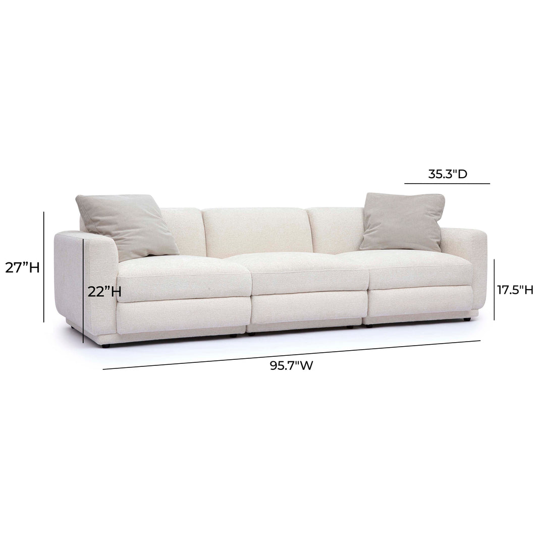 Perry 96" Cream Performance Chenille Modular Sofa
