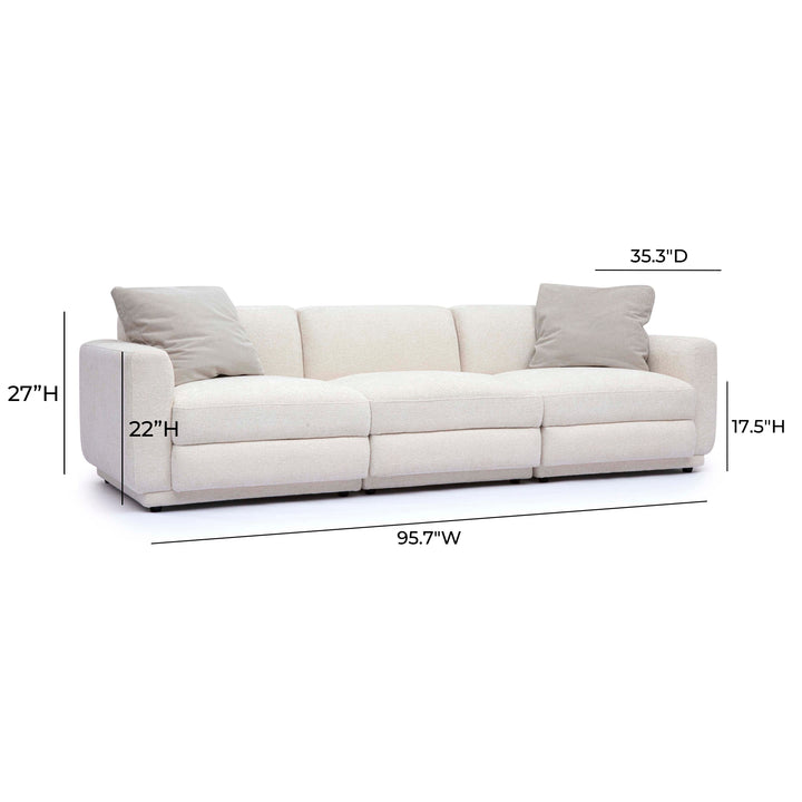 Perry 96" Cream Performance Chenille Modular Sofa