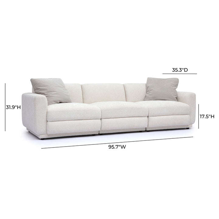 Perry 96" Cream Performance Chenille Modular Sofa