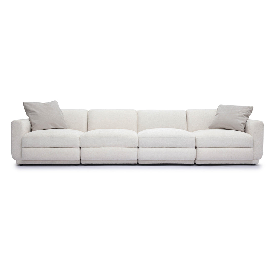 Perry 124" Cream Performance Chenille Modular Long Sofa