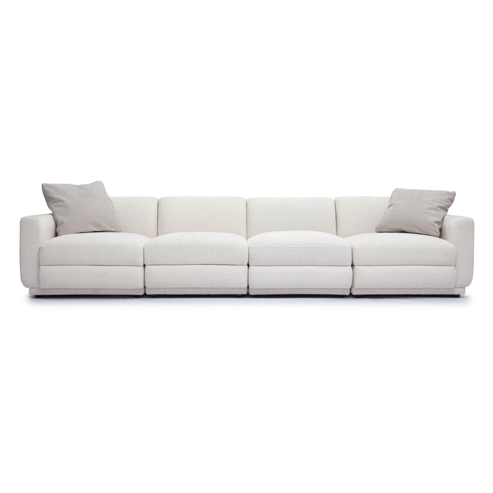 Perry 124" Cream Performance Chenille Modular Long Sofa
