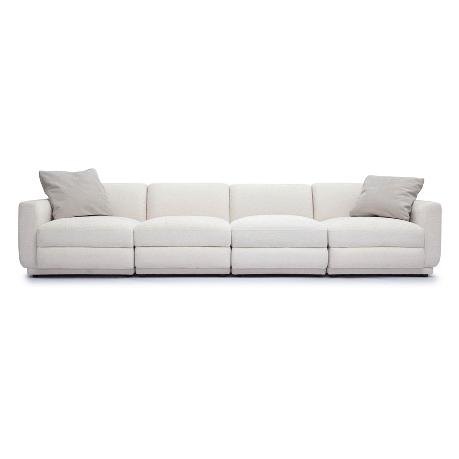 Perry 124" Cream Performance Chenille Modular Long Sofa