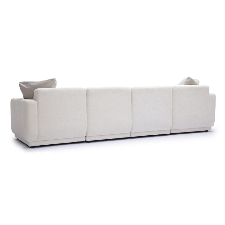 Perry 124" Cream Performance Chenille Modular Long Sofa