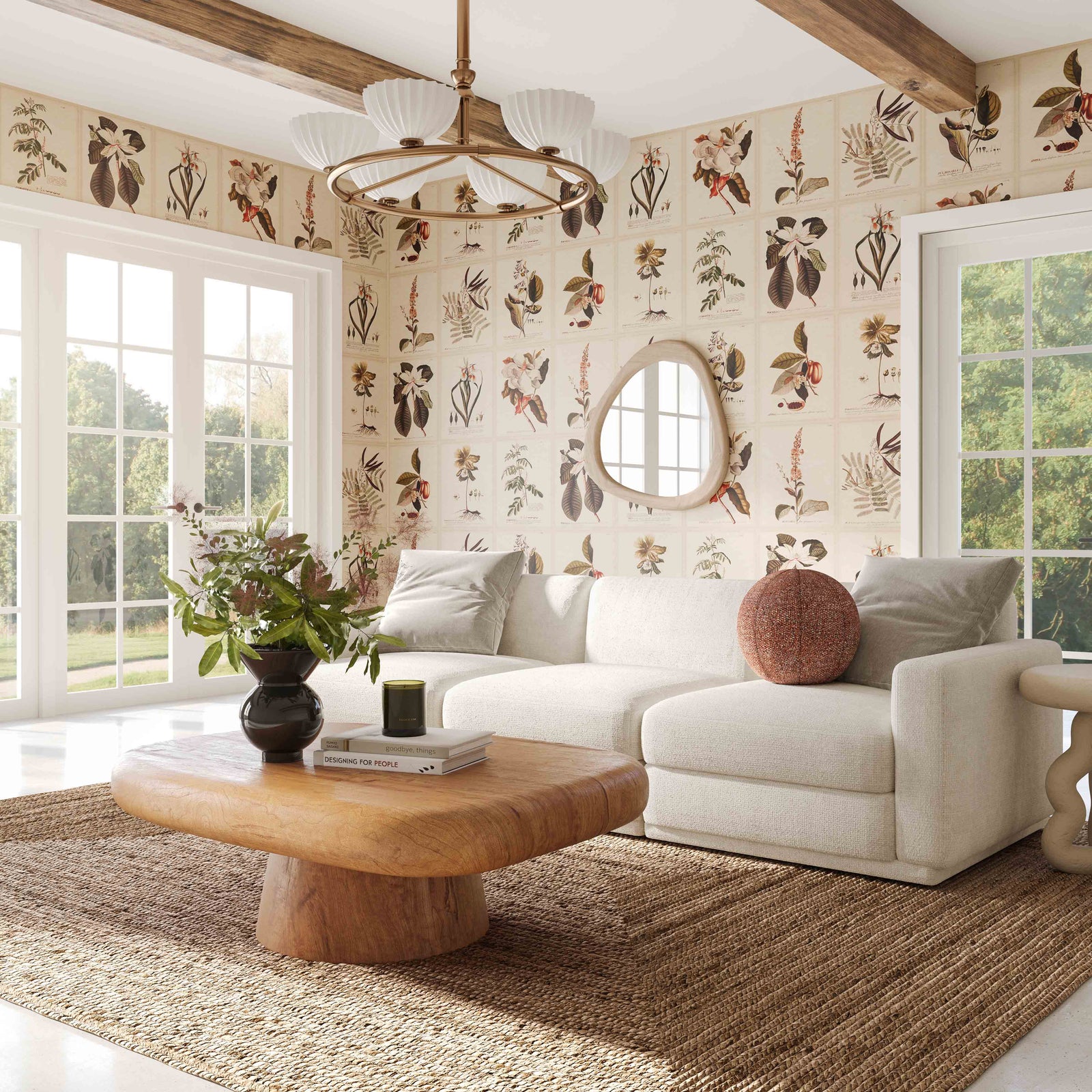 Perry 96" Cream Performance Chenille Modular Sofa