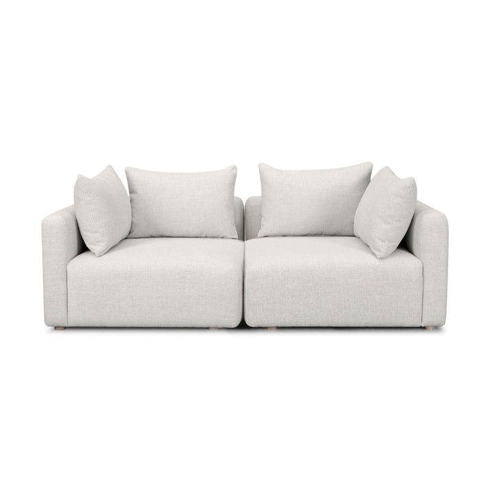 Hangover 81" Ivory Heavy Textured Fabric Modular Loveseat