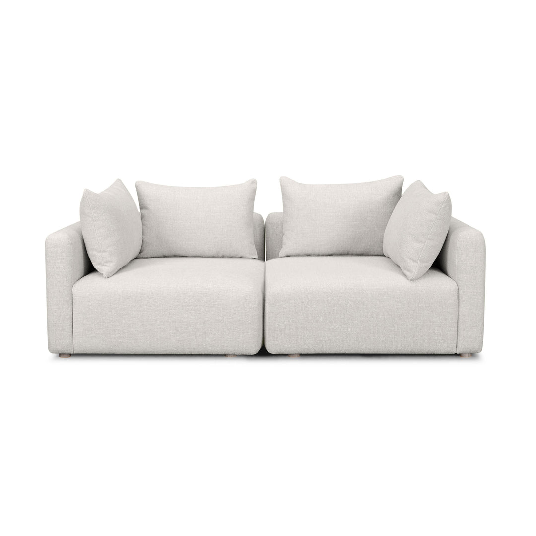 Hangover 81" Ivory Heavy Textured Fabric Modular Loveseat