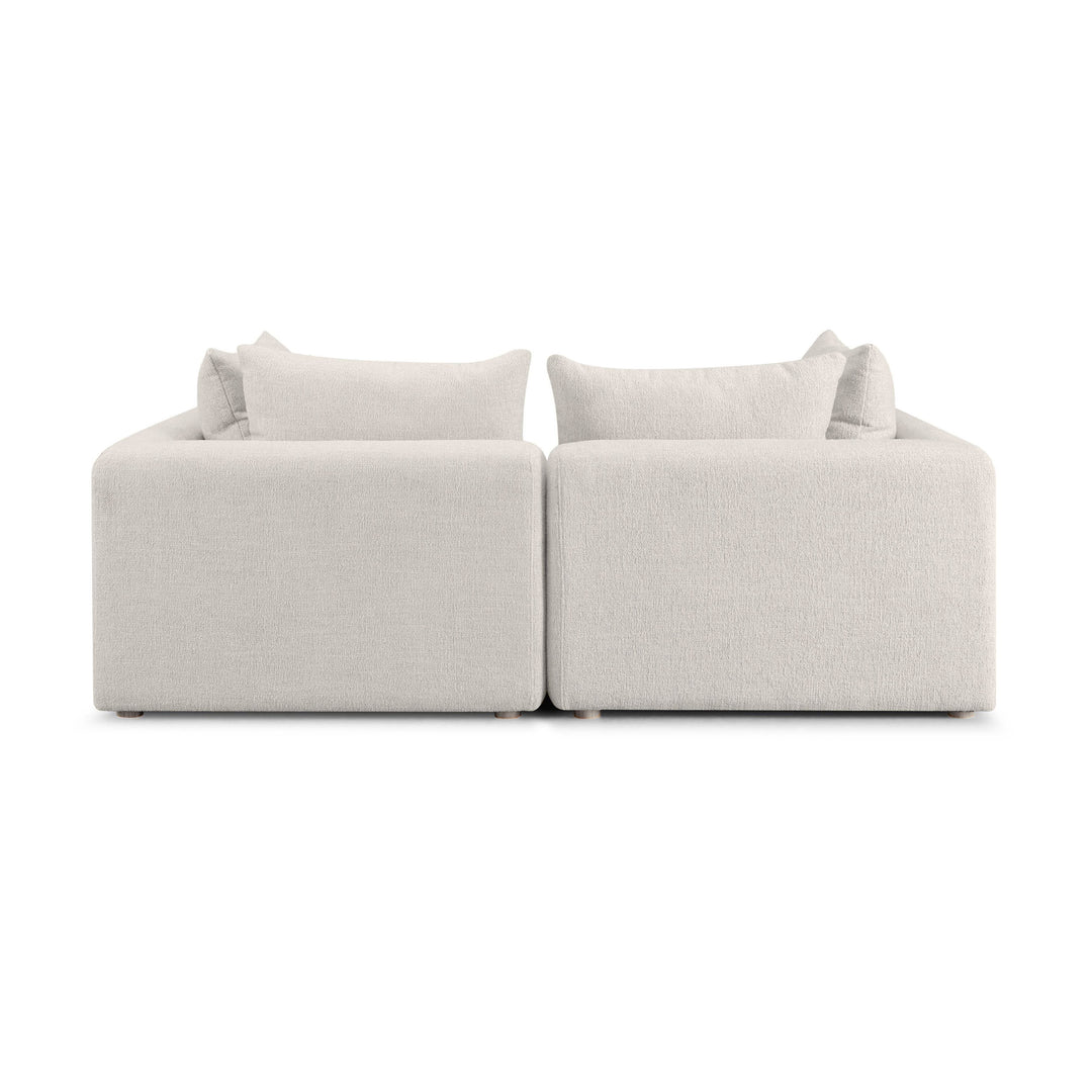 Hangover 81" Ivory Heavy Textured Fabric Modular Loveseat