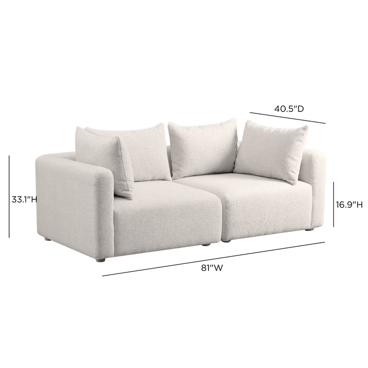 Hangover 81" Ivory Heavy Textured Fabric Modular Loveseat
