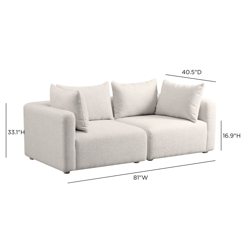Hangover 81" Ivory Heavy Textured Fabric Modular Loveseat