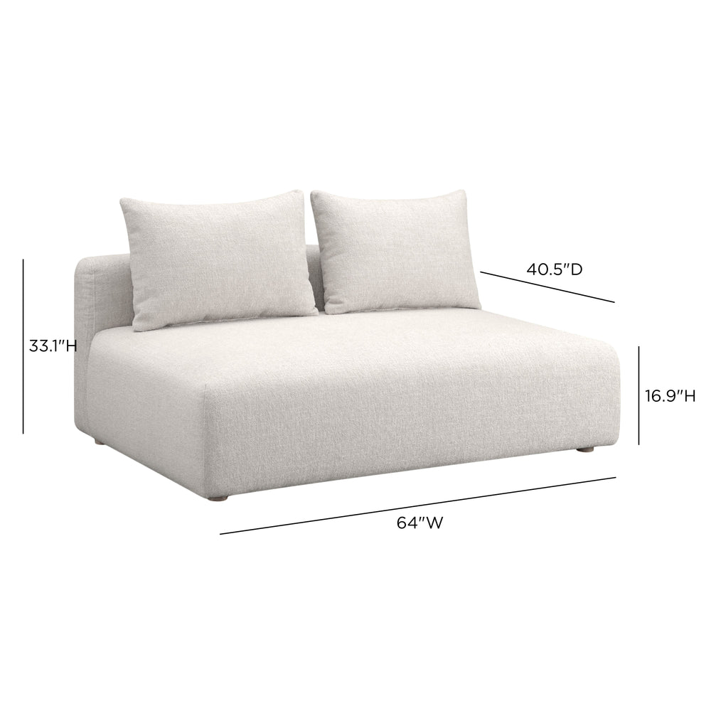 Hangover 64" Ivory Armless Modular Loveseat