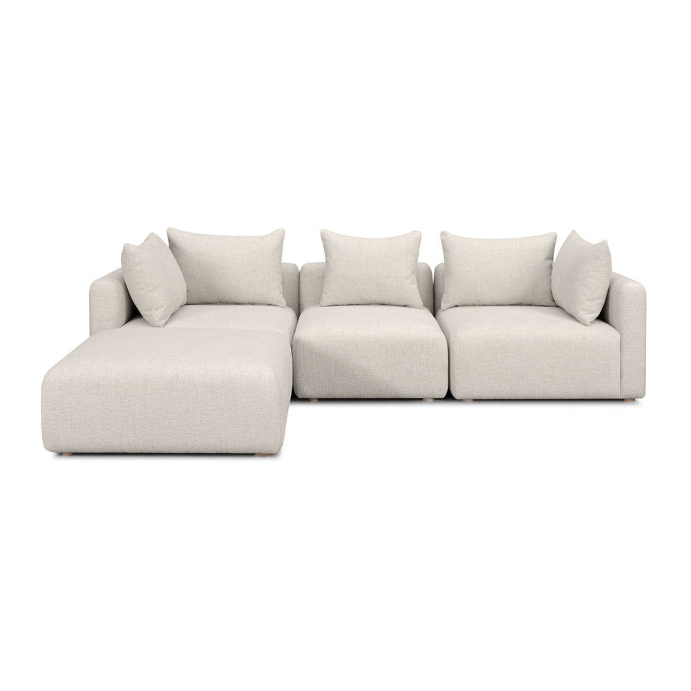 Hangover 4-Piece Contract-Grade Textured Fabric Modular Sectional - Cream