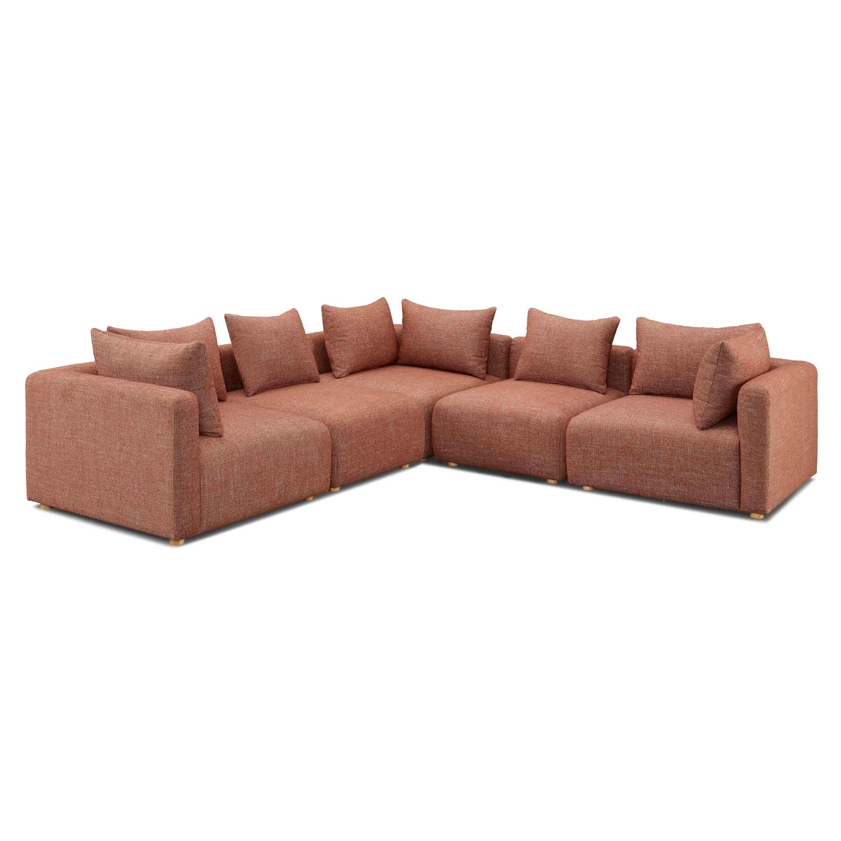 Hangover 5-Piece Contract-Grade Textured Fabric Modular L-Sectional