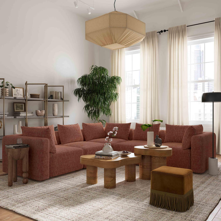 Hangover 5-Piece Contract-Grade Textured Fabric Modular L-Sectional