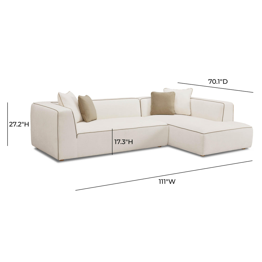 Tristine 2-Piece Cream Contract-Grade Linen L-Shaped Sectional - RAF
