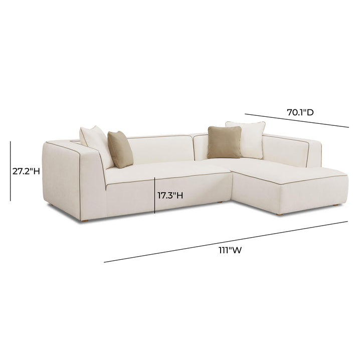 Tristine 2-Piece Cream Contract-Grade Linen L-Shaped Sectional