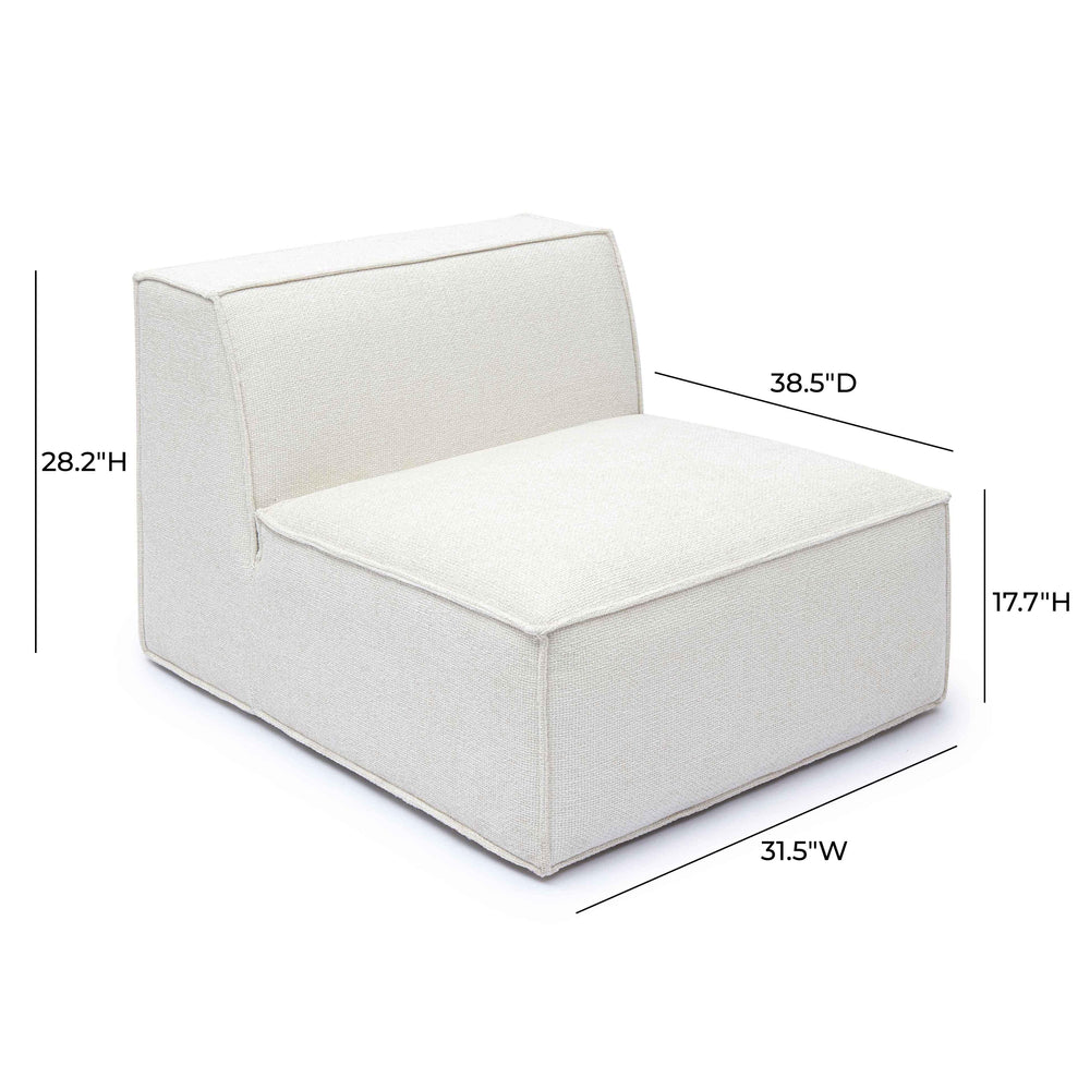Mindy Performance Chenille Basketweave Modular Armless Chair - Cream
