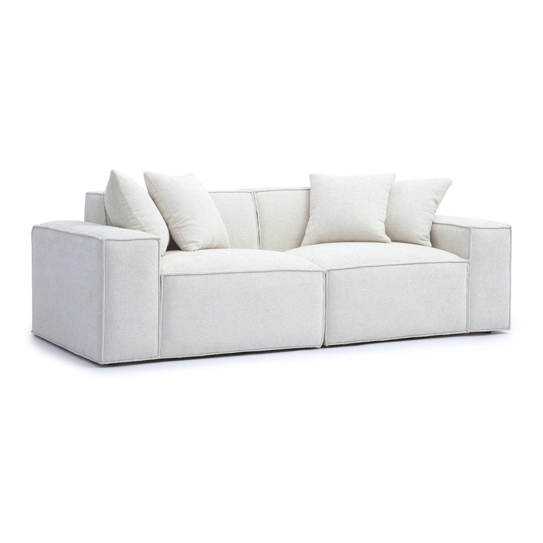Mindy 84" Cream Performance Chenille Basketweave Modular Loveseat